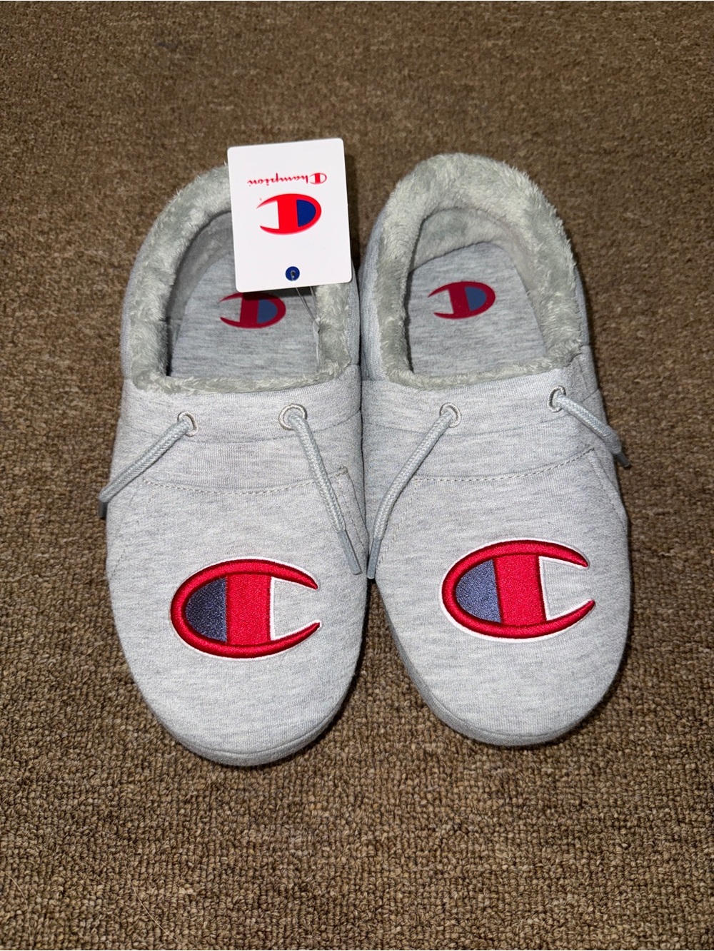Men’s Champion Hoodie Slippers - Size 7 - Gray